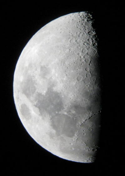 First Quarter moon photo with 4.5 inch dob.